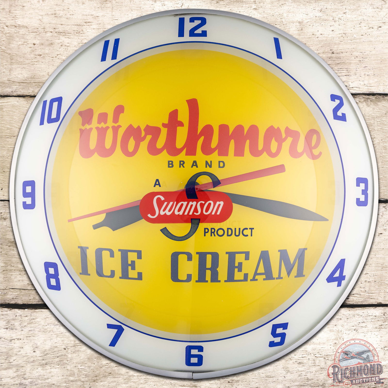 Worthmore Ice Cream 15" Double Bubble Advertising Clock (1 of 4)