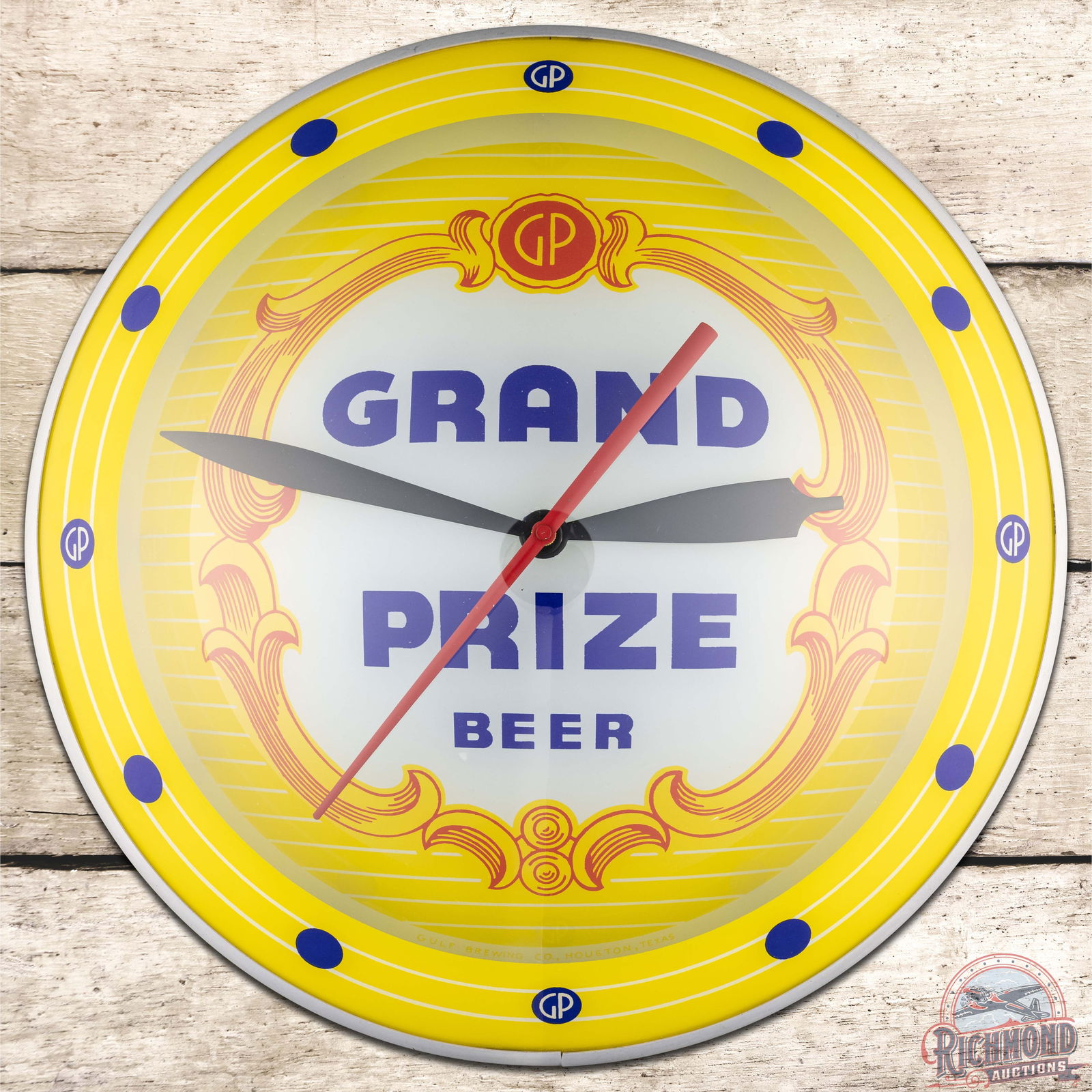 Grand Prize Beer 15" Double Bubble Advertising Clock "Yellow" w/ Logo (1 of 4)
