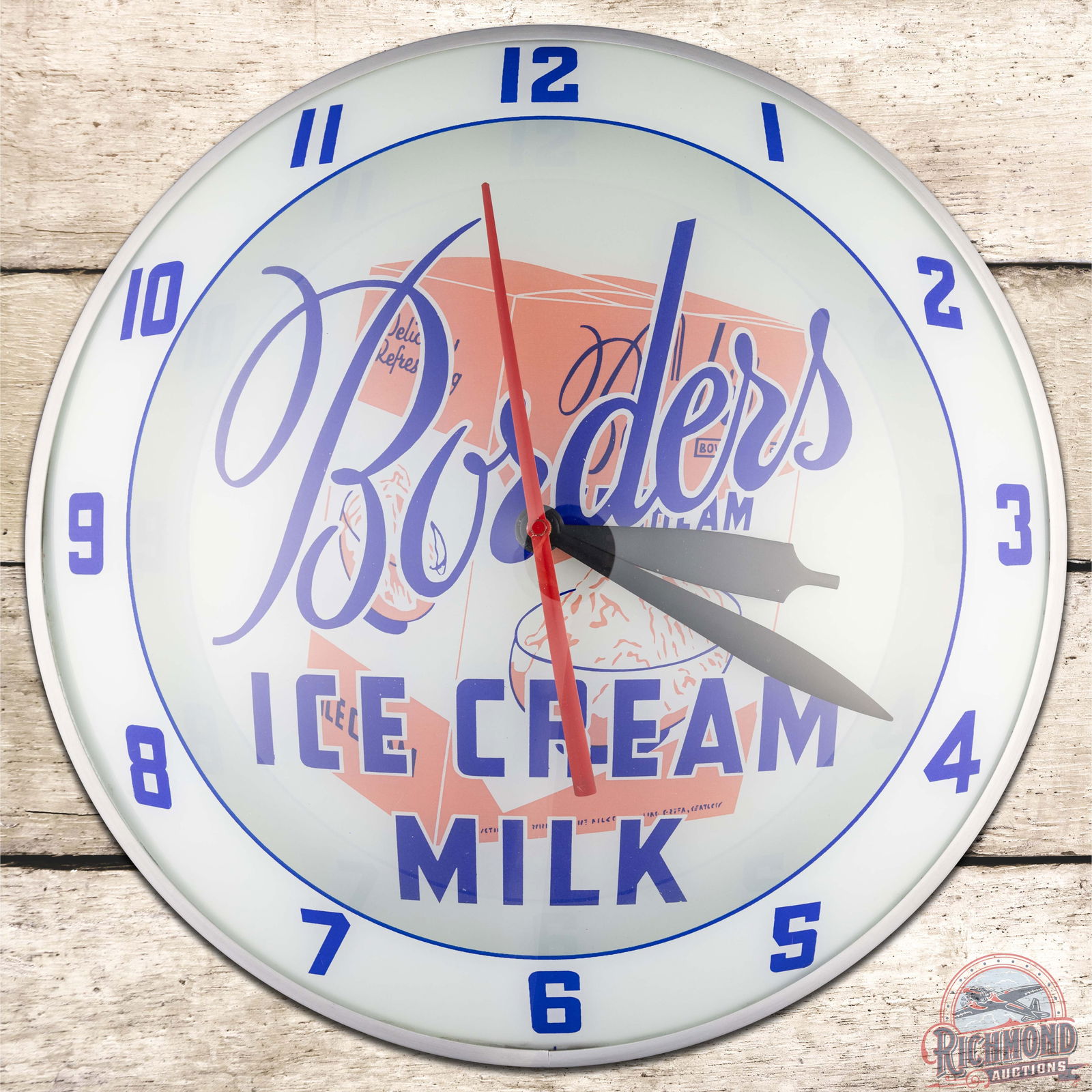 Rare Borders Ice Cream Milk 15" Double Bubble Advertising Clock (1 of 4)