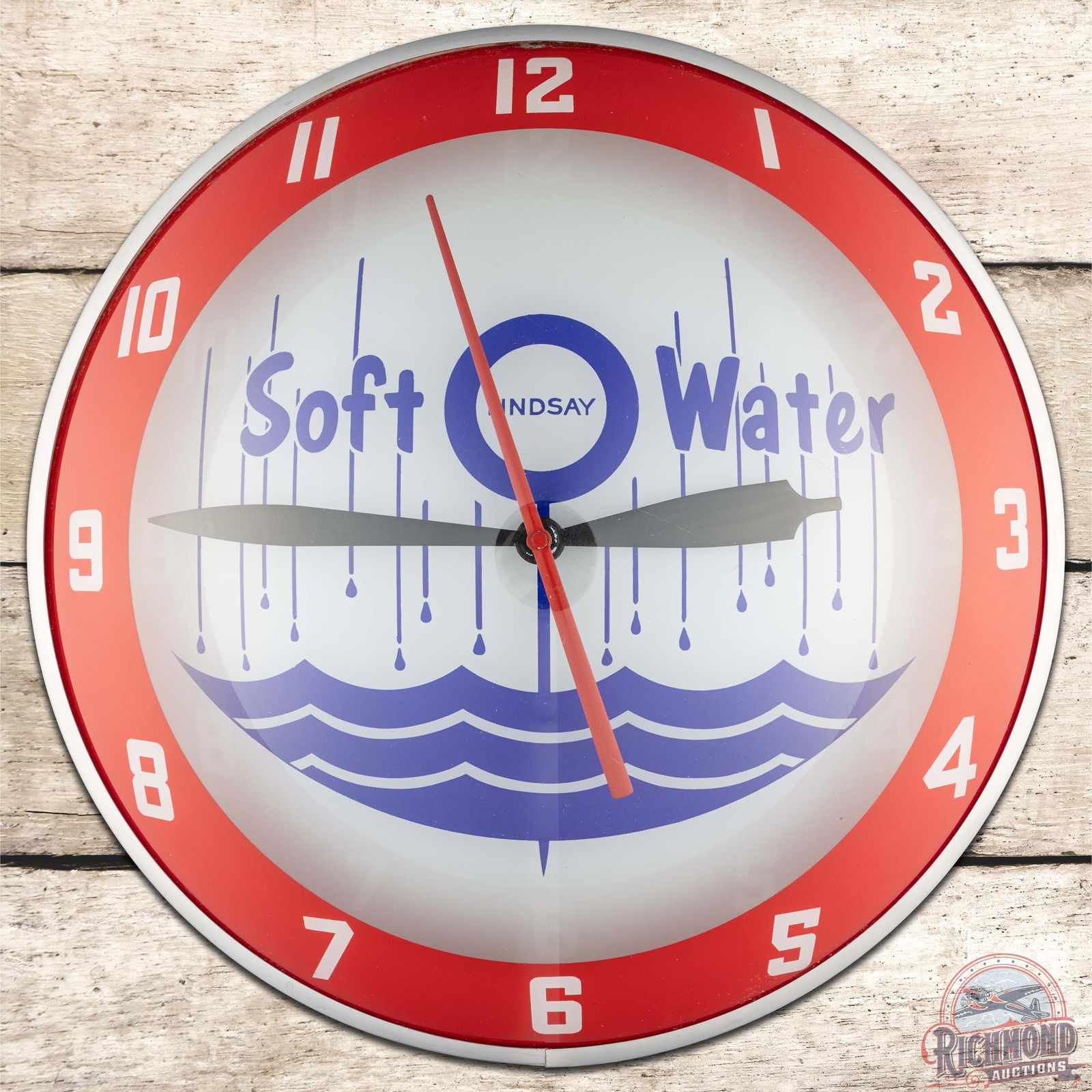 Lindsay Soft Water 15" Double Bubble Advertising Clock (1 of 4)