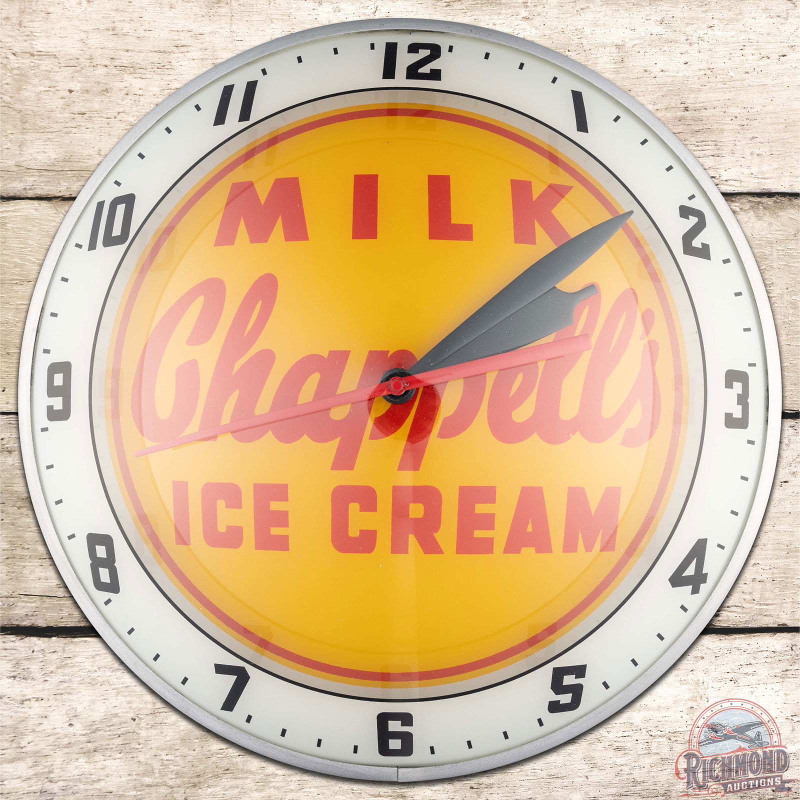 Chappell's Milk Ice Cream 15" Double Bubble Advertising Clock (1 of 4)