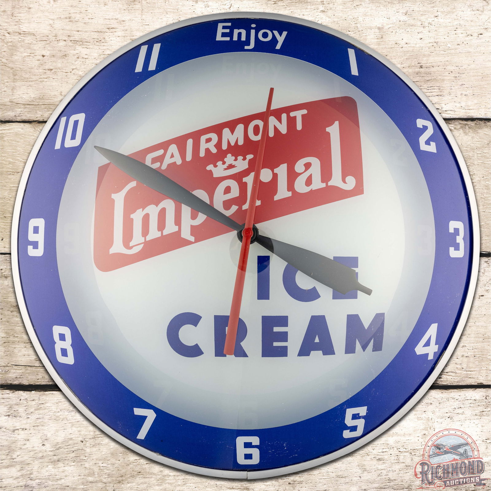 Fairmont Imperial Ice Cream 15" Double Bubble Advertising Clock (1 of 4)