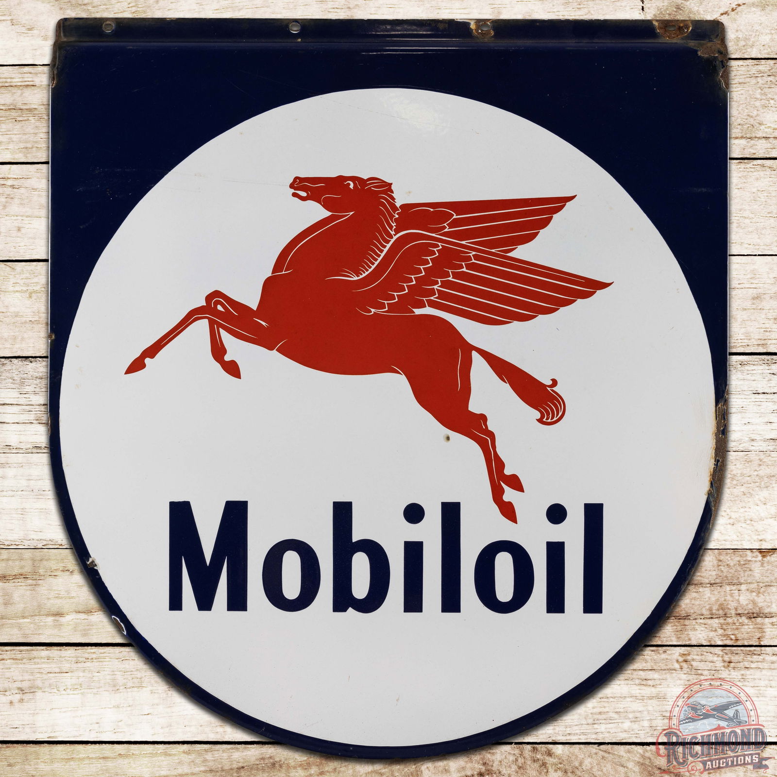 Mobiloil Service Station SS Porcelain Sign w/ Pegasus (1 of 3)