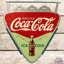 Exceptional 1937 Drink Coca Cola Ice Cold Die Cut DS Tin Sign w/ Bottle