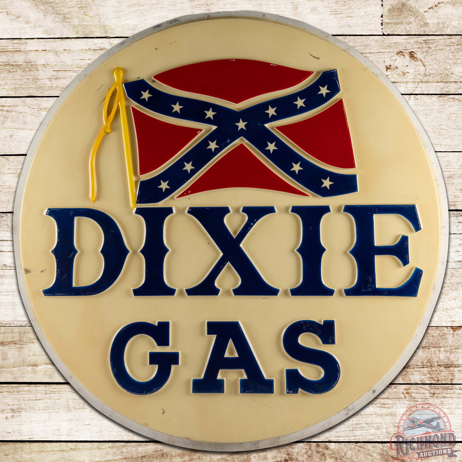 1960s Dixie Gas Service Station 6' Embossed Lexan ID Sign w/ Flag Logo (1 of 3)