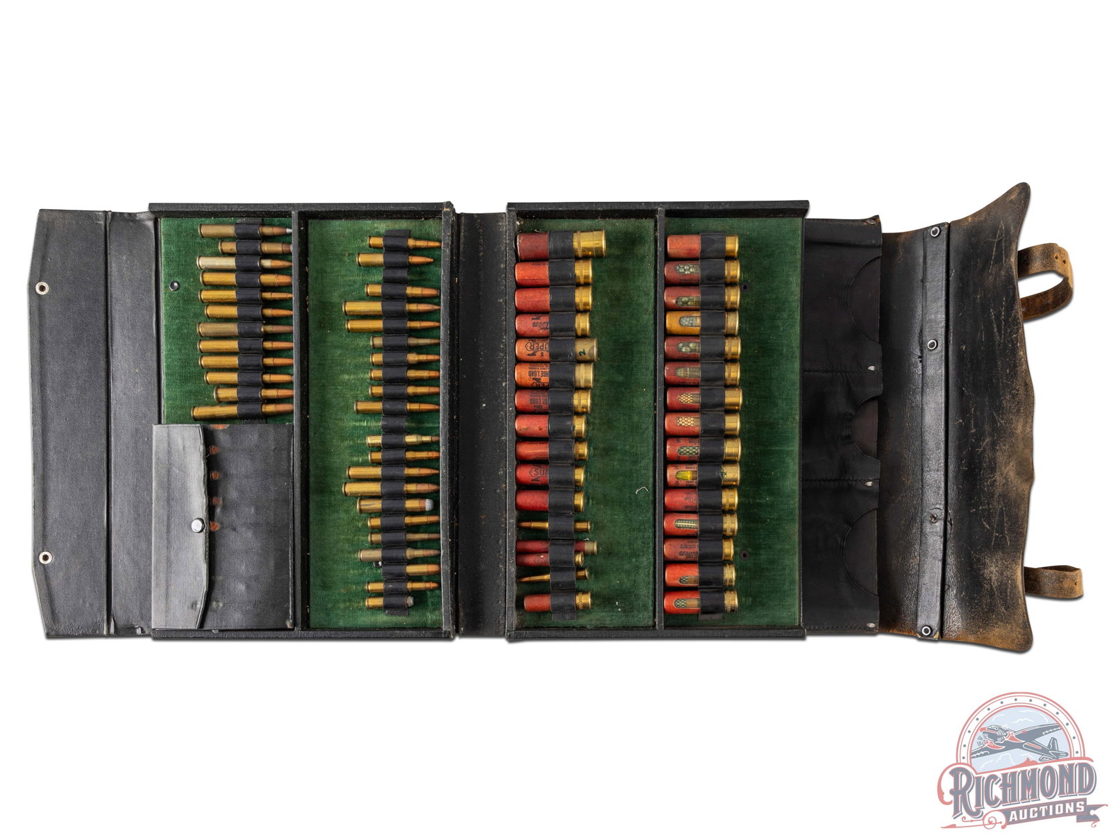 Vintage Western Cartridge Company Professional Salesman's Dummy Cartridge Sample Kit: Professional salesman kit for the Western Cartridge Company showing their current complete line of shotgun shells and rifle shells. Kit contains 1920's vintage rounds such as Record and New Chief shot