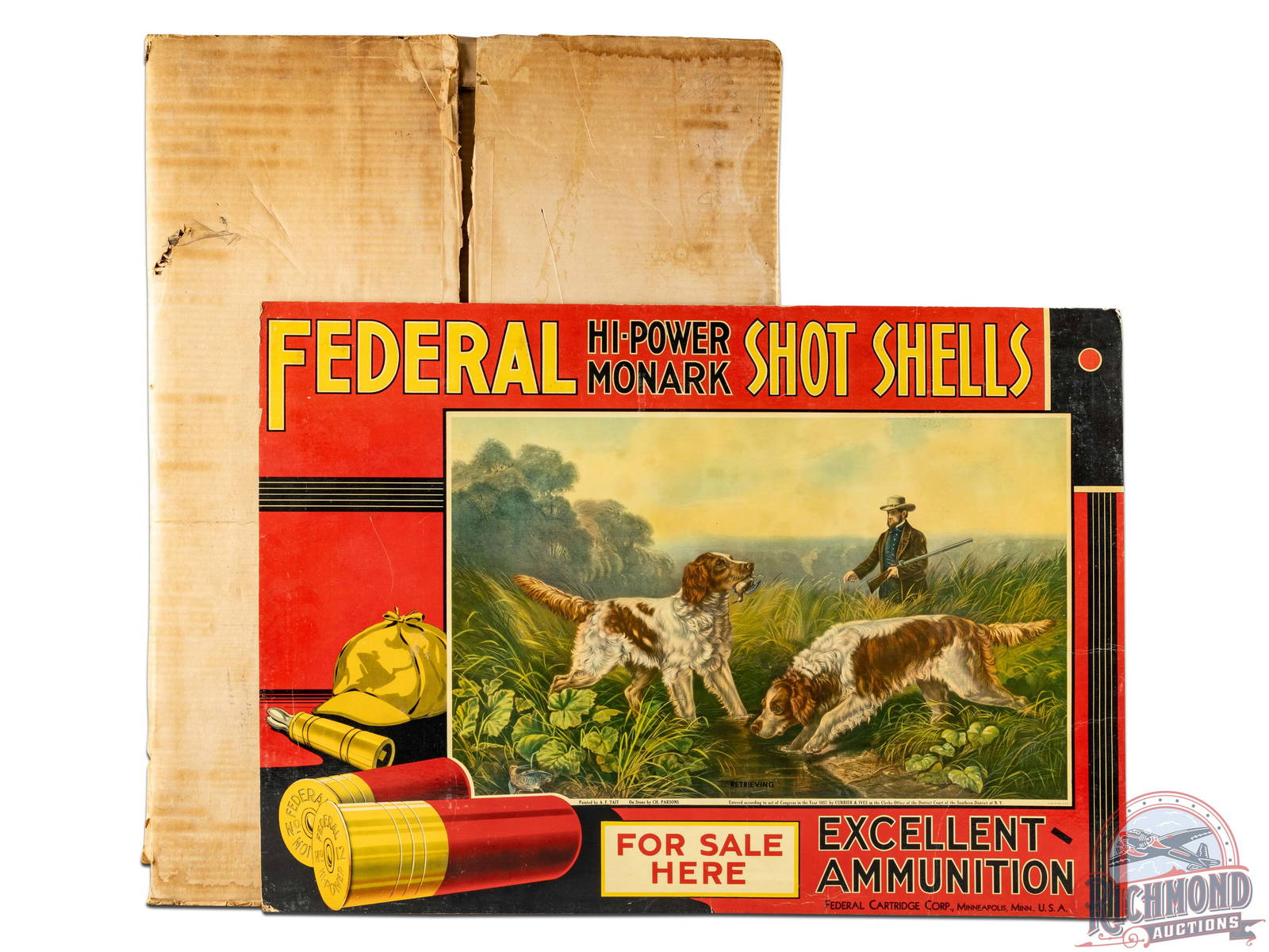 Nos Federal Hipower Monark Shot Shells "retrieving" Easel Back