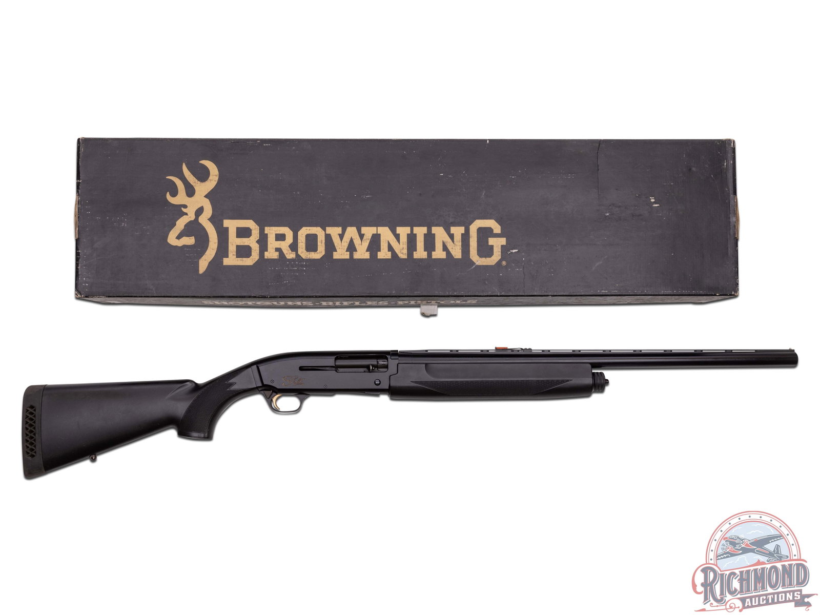 Browning Gold Hunter 12 GA 3" Invector Semi-Auto Shotgun with Box: Manufactured in 1998. This great feather hunter features a 24" ventilated rib barrel in matte black chambered for 3" shells with modified choke. Rear adjustable red fiber optic and white bead front si