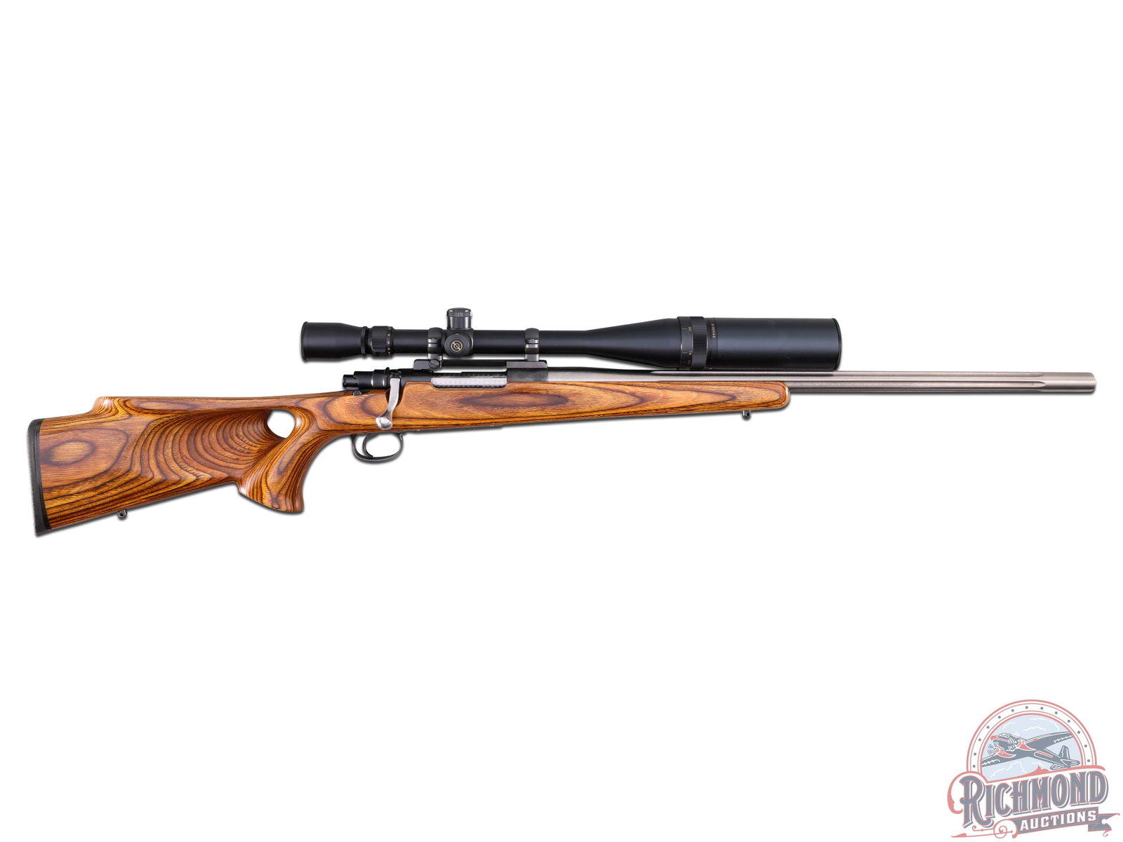 Full Custom CZ Brno Vz 24 Mauser Action .220 Swift Bolt Action Rifle with Simmons Scope: This beautiful custom was manufactured by CZ in Zbrojovka, Brno, Ceskoslovenska. Features a 24-1/2" heavy stainless fluted bull barrel. Blued Mauser style action with custom jeweled bolt and stainless