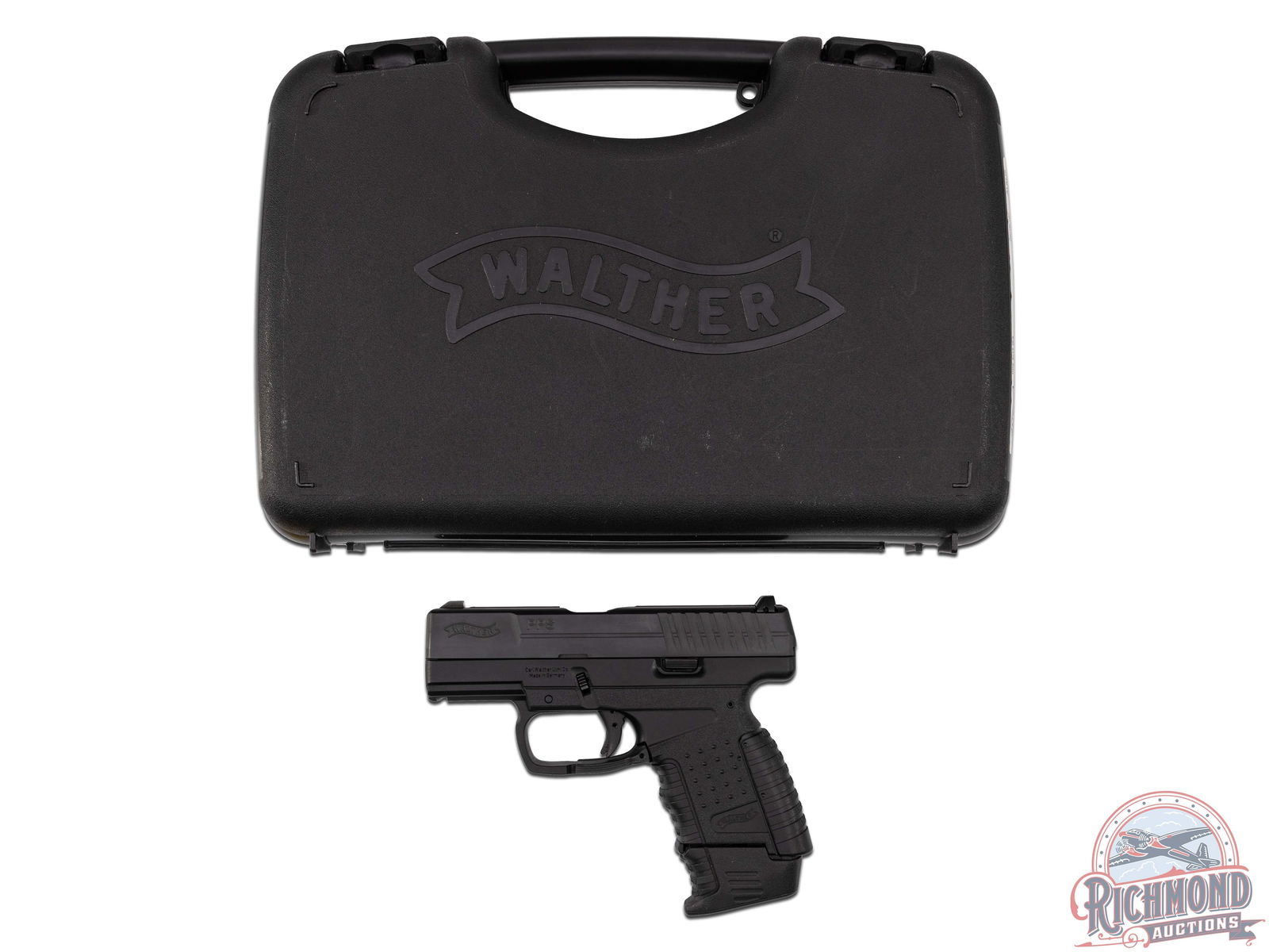 Nice! Walther PPS 9mm Luger Semi-Auto Pistol in Original Case: This striker fired pistol was manufactured by the Ulm German factory for Carl Walther. Features a 3-1/8" barrel with three-dot white sights. Integrated accessory rail for laser or light, safety trigge