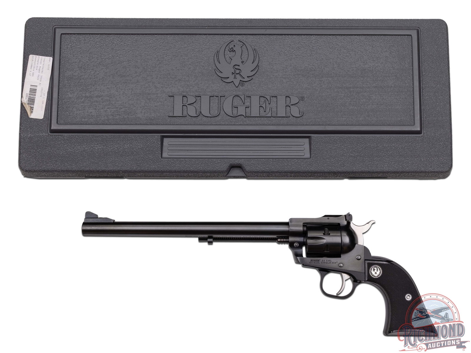 Ruger Model Single Six .22 LR & Magnum Combo 9-1/2" Blued Revolver: This New Model Single Six features a 9-1/2" barrel with rear adjustable notch sight and ramped blade front sight. Blued finish with six round cylinders for .22 LR and magnum cartridges. Fitted with bl
