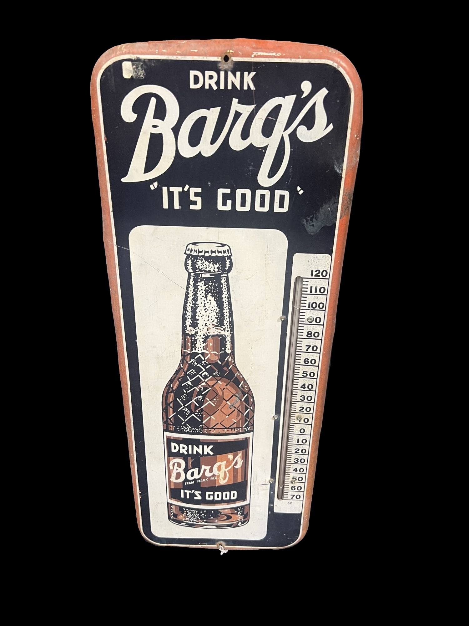 Drink Barq's It's Good Tin Metal Soda Thermometer (1 of 2)