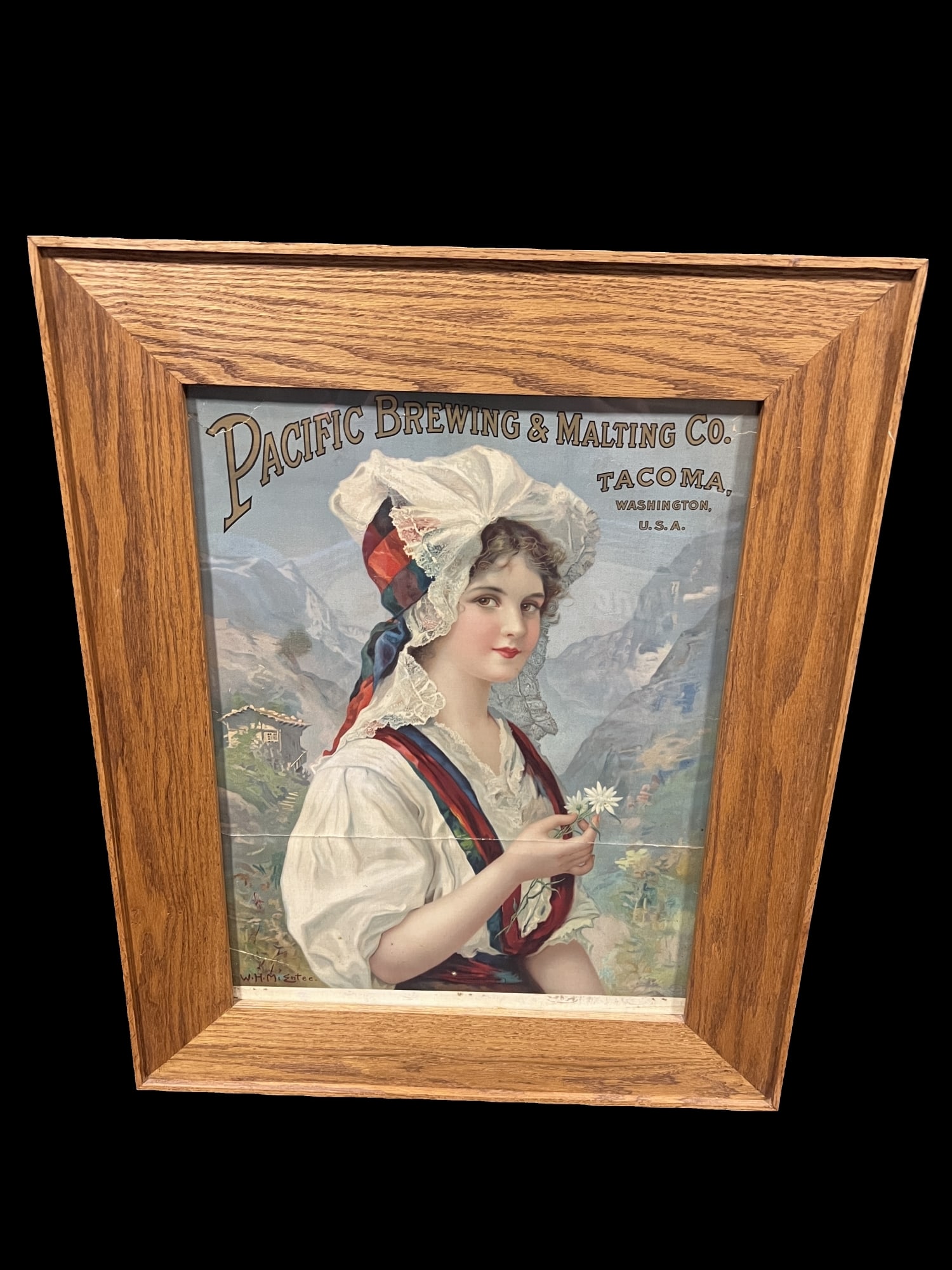 Rare Pacific Brewing & Malting Co Early Litho Beer Advertising Sign (1 of 6)