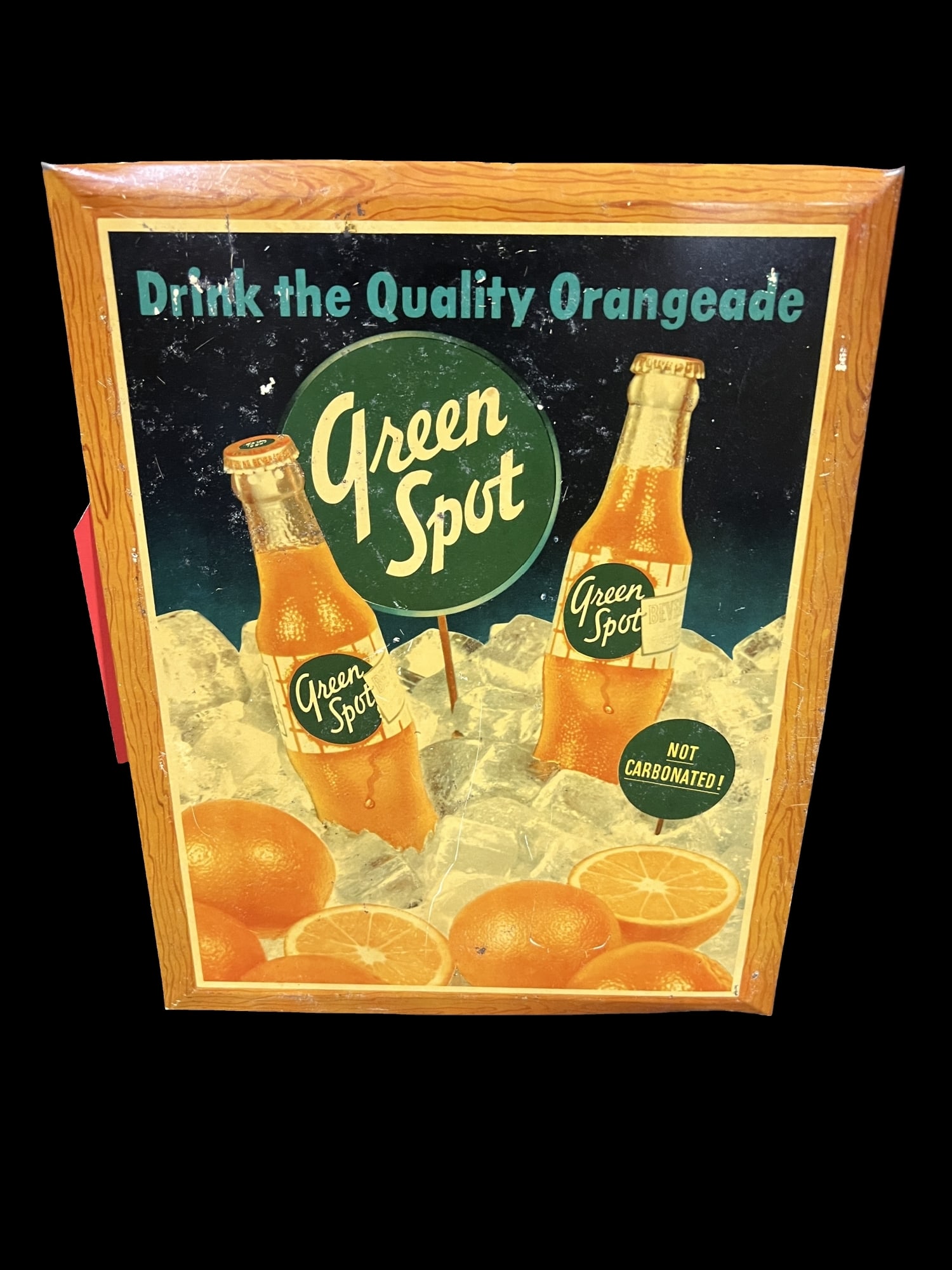 Green Spot Drink Quality Orangeade Tin Soda Sign (1 of 2)