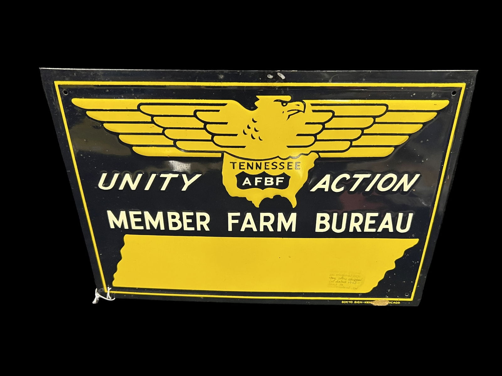 NOS Afbf Tennessee Unity Action Farm Bureau Tin Metal Sign (1 of 2)