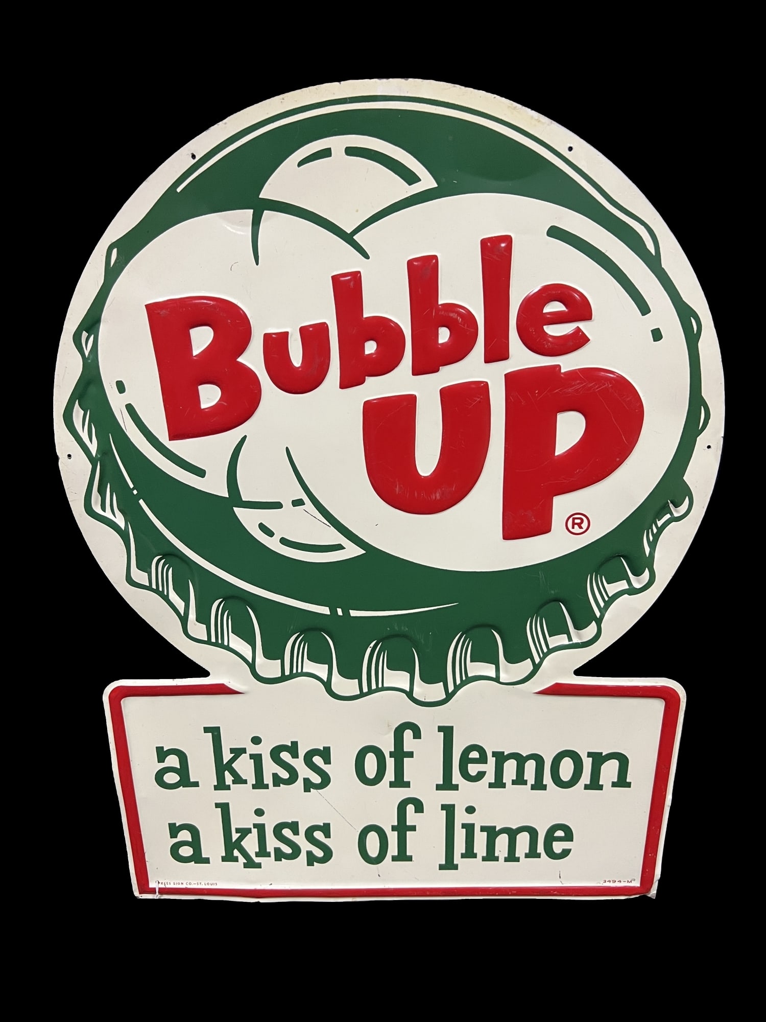 Unusual Bubble Up Embossed Tin Kiss Of Lemon Lime Metal Soda Sign (1 of 2)