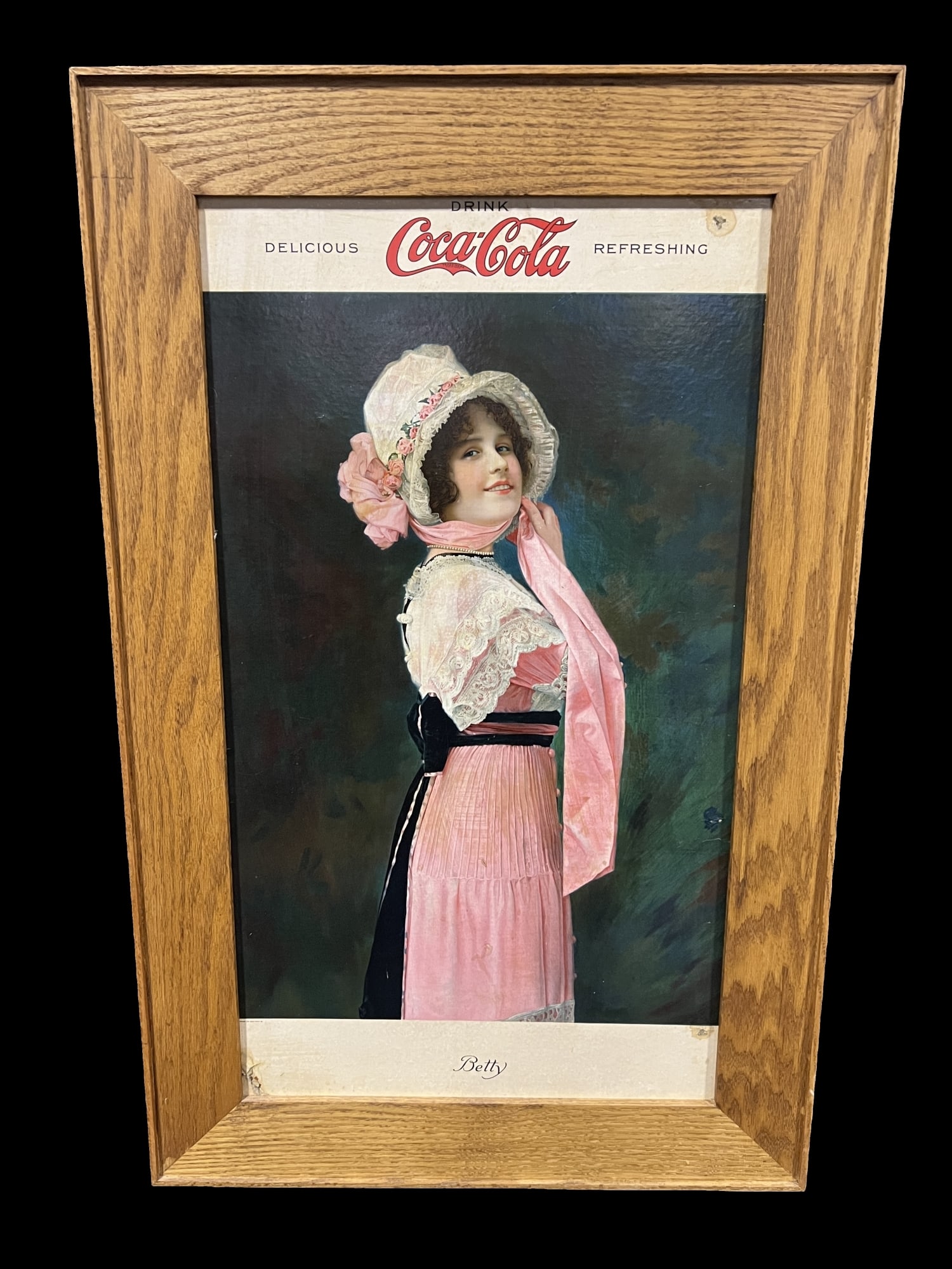 1914 Coca Cola Coke Betty Cardboard Soda Sign (1 of 2)
