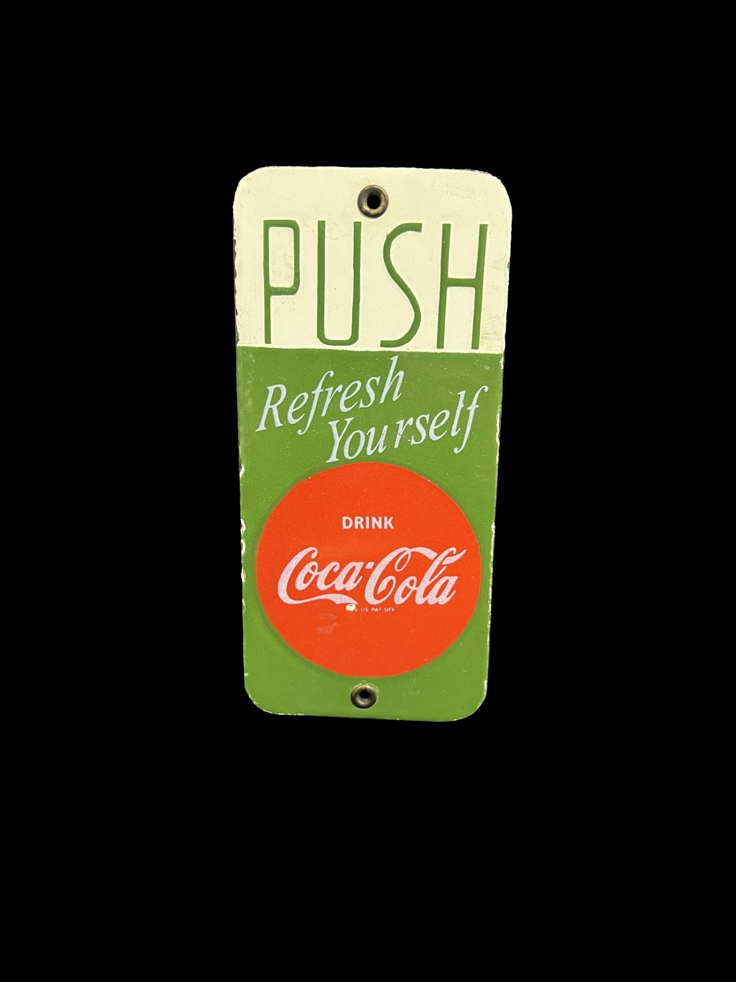 Reproduction Refresh Yourself Coca-Cola Coke Door Push Sign (1 of 2)