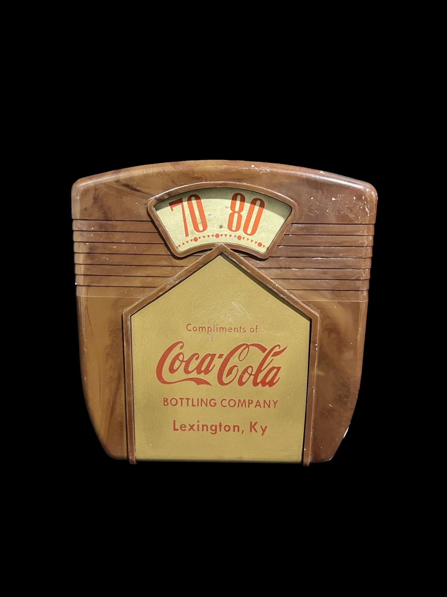 Coca Cola Coke Soda Bottling Company Lexington, Ky Thermometer: Working condition. Reads a little low. Some paint splatter on far right edge.