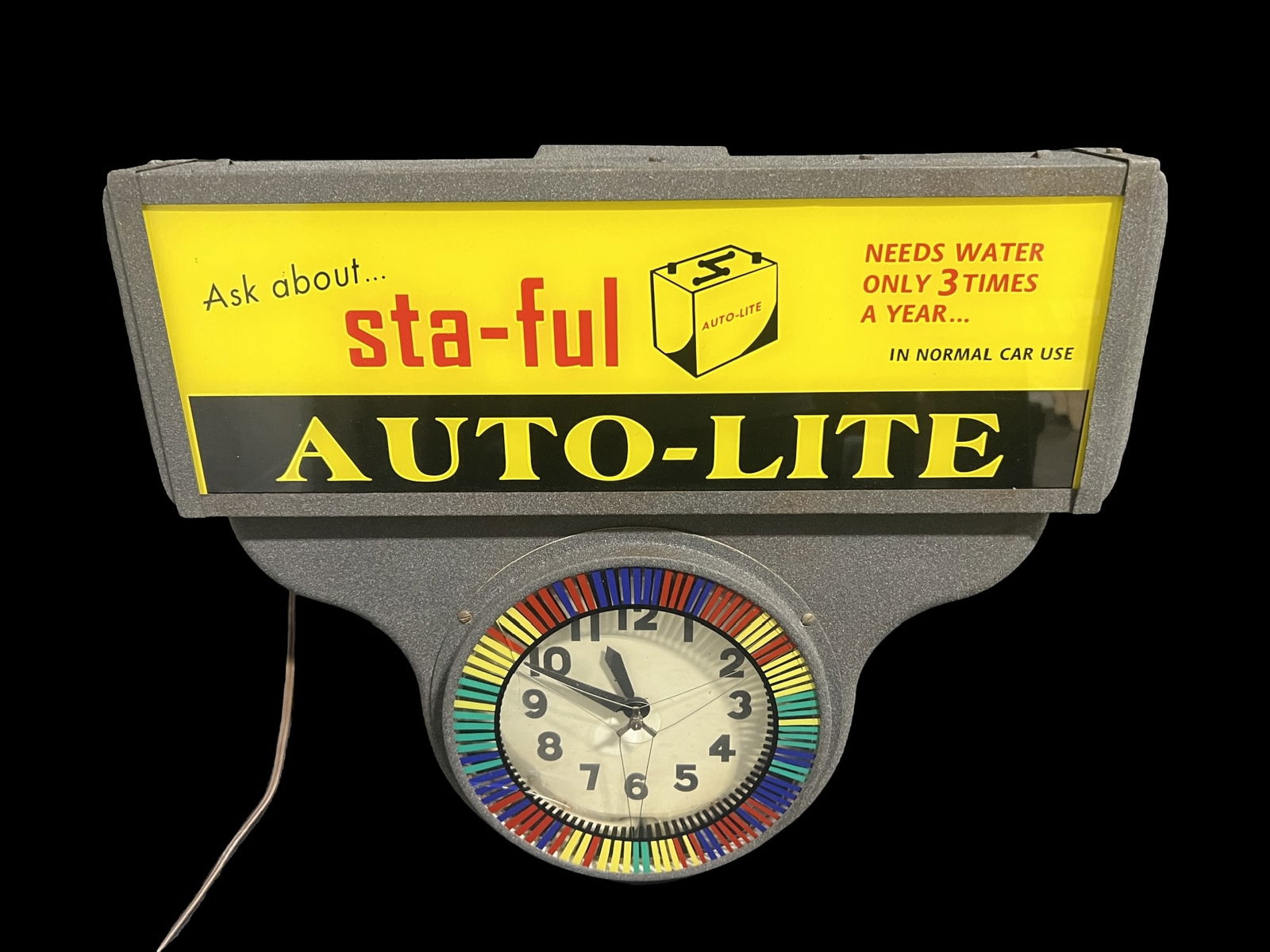 Reproduction Auto Lite Sat-Ful Light Up Clock Display (1 of 3)