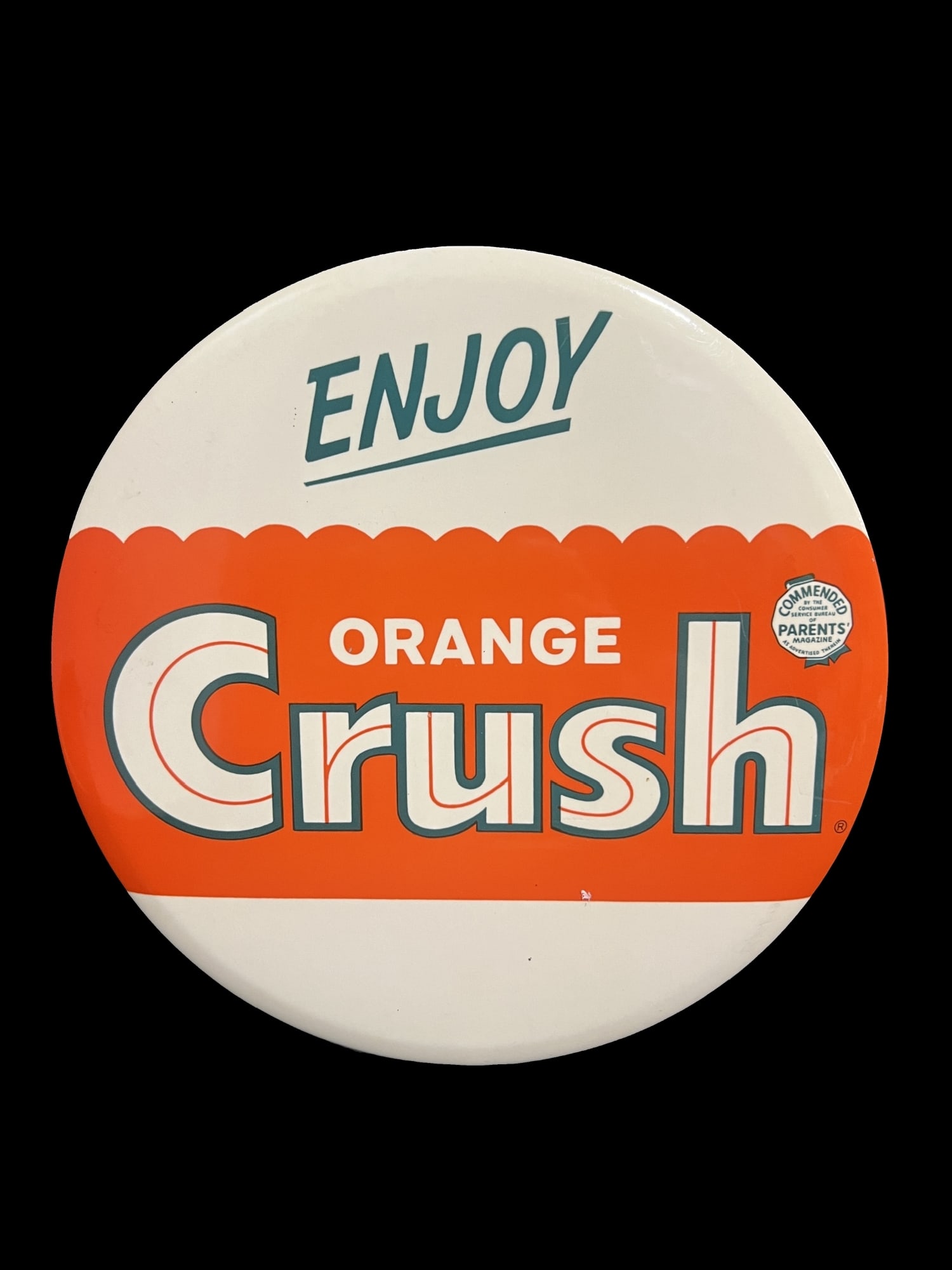 Unusual Orange Crush 9" Tin W/Cardboard Display Back Sign (1 of 2)