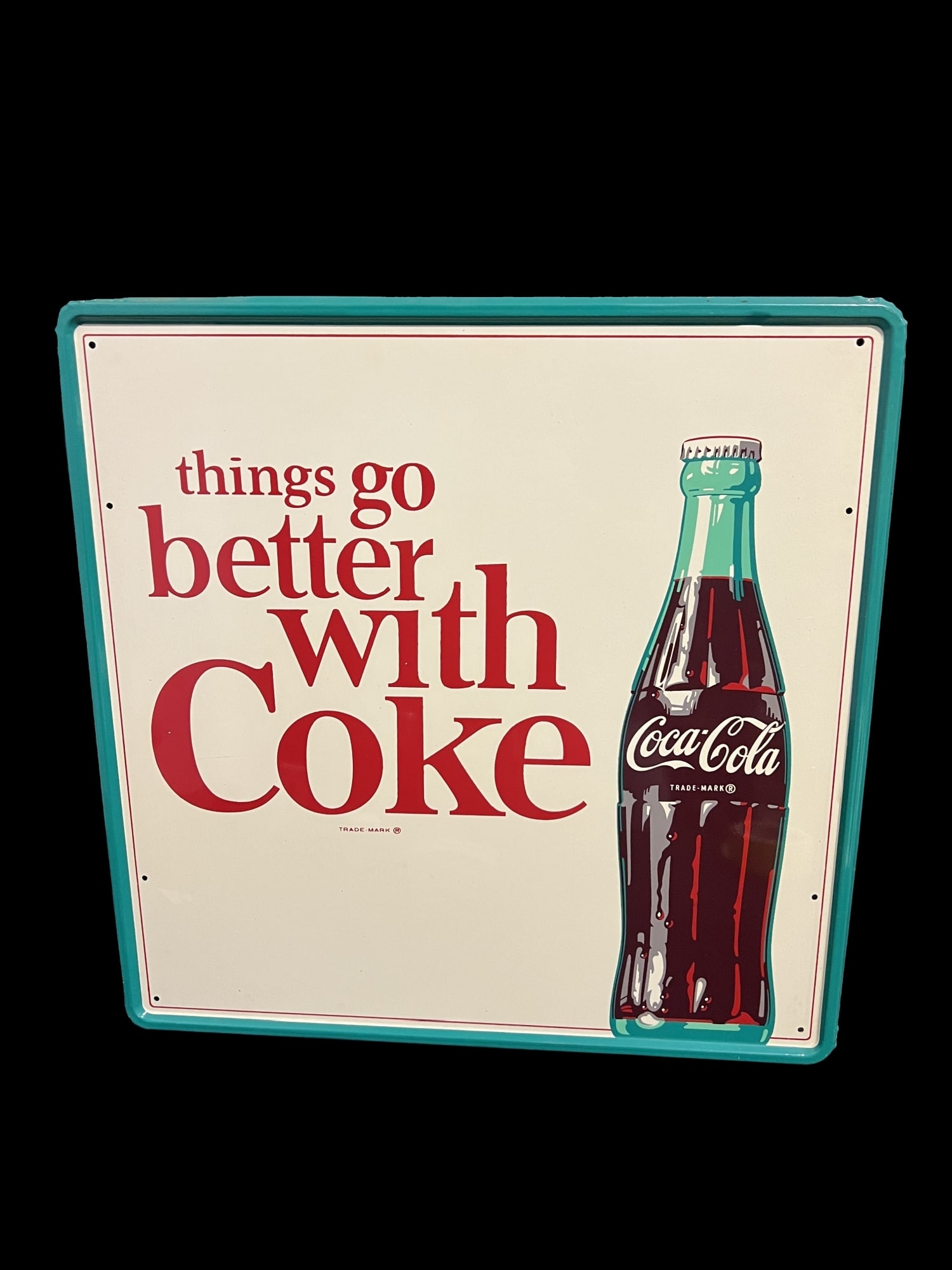 NOS Coca Cola Thing Go Better With Coke Tin Metal Soda Sign (1 of 2)