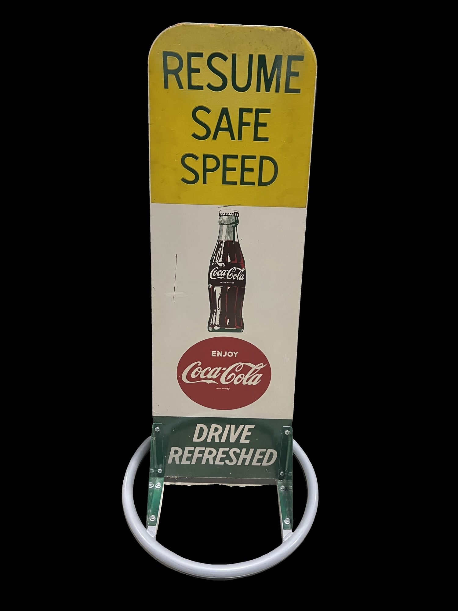 Coca Cola Coke School Zone Resume Speed Curb Sign (1 of 2)