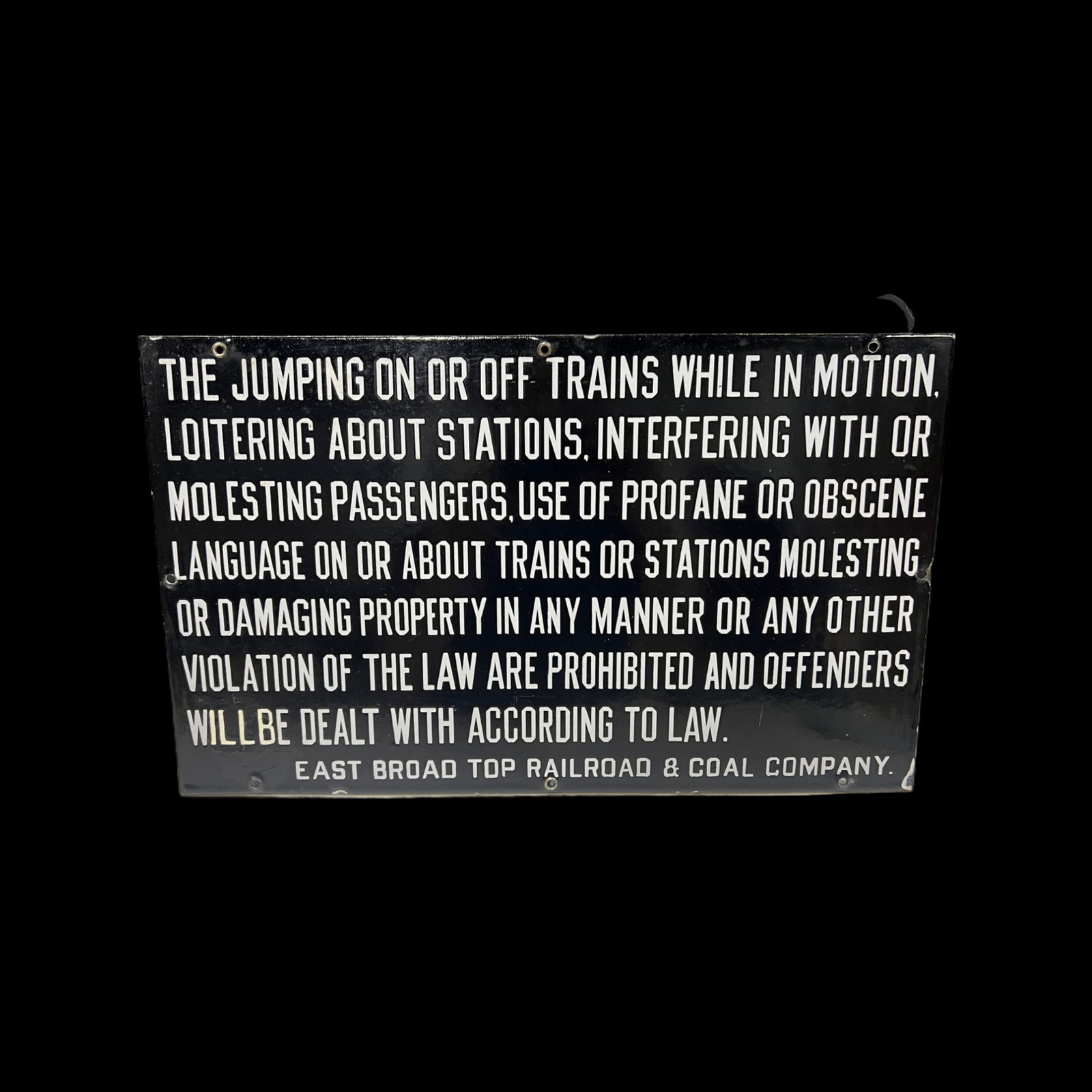 SSP East Broad Top Railroad & Coal Warning Train Sign (1 of 2)