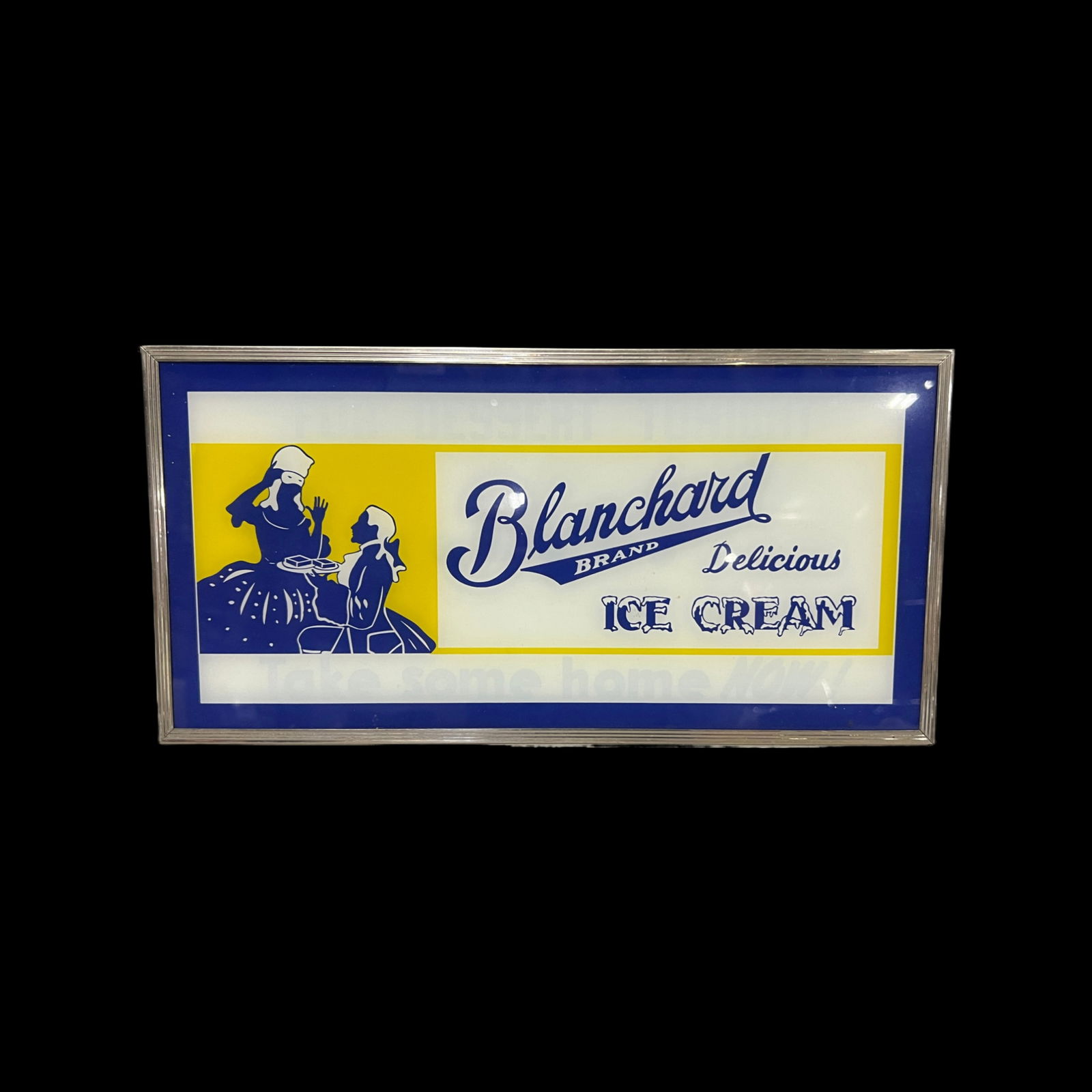 Blanchard Brand Ice Cream See Through Glass Cardboard Display Sign (1 of 2)