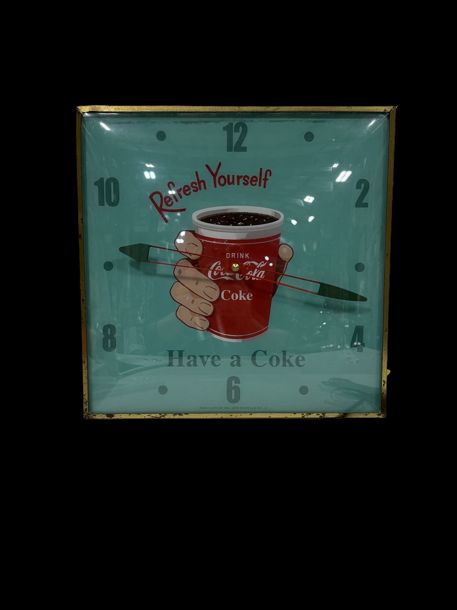 Reproduction Refresh Yourself Coca Cola Coke Pam Clock (1 of 2)