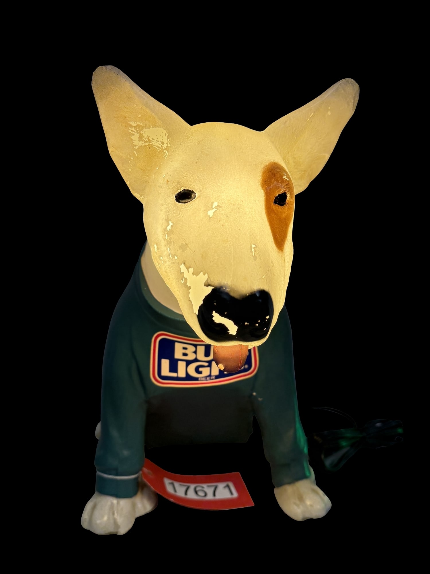 Bud Light Spud Mckenzie Light Up: Has paint flakes on face but lights up as it should.