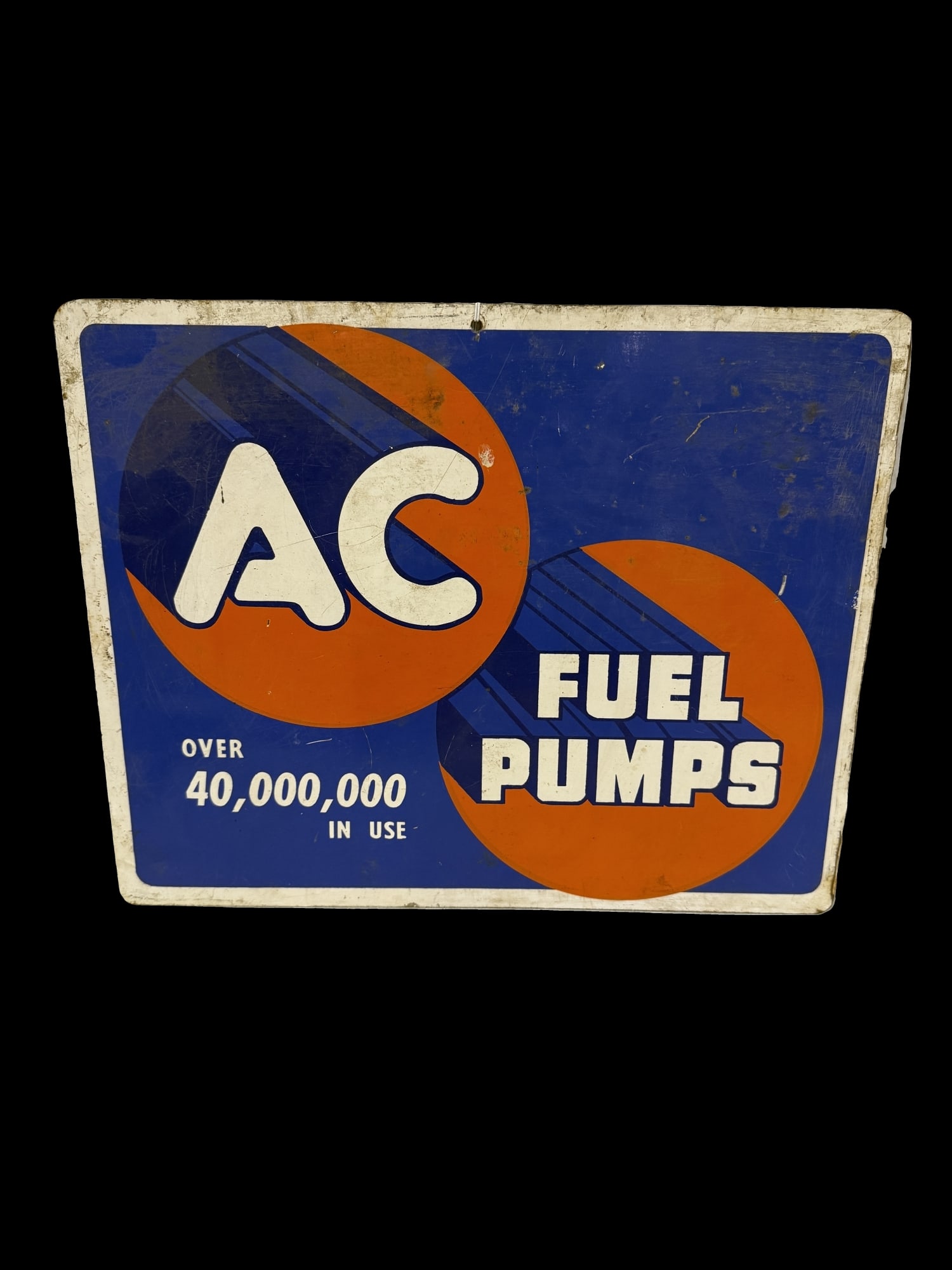 Ac Fuel Pump Tin Metal Sign: Wear and scratching throughout.