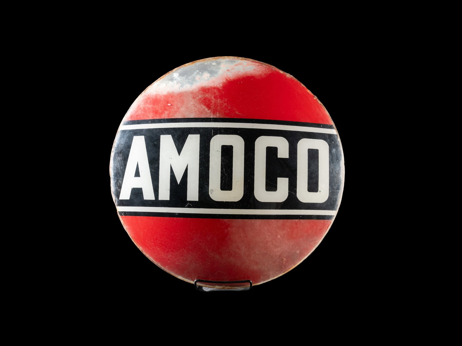 15" Amoco Gas Globe Lens: Cloudy with paint loss on back side.