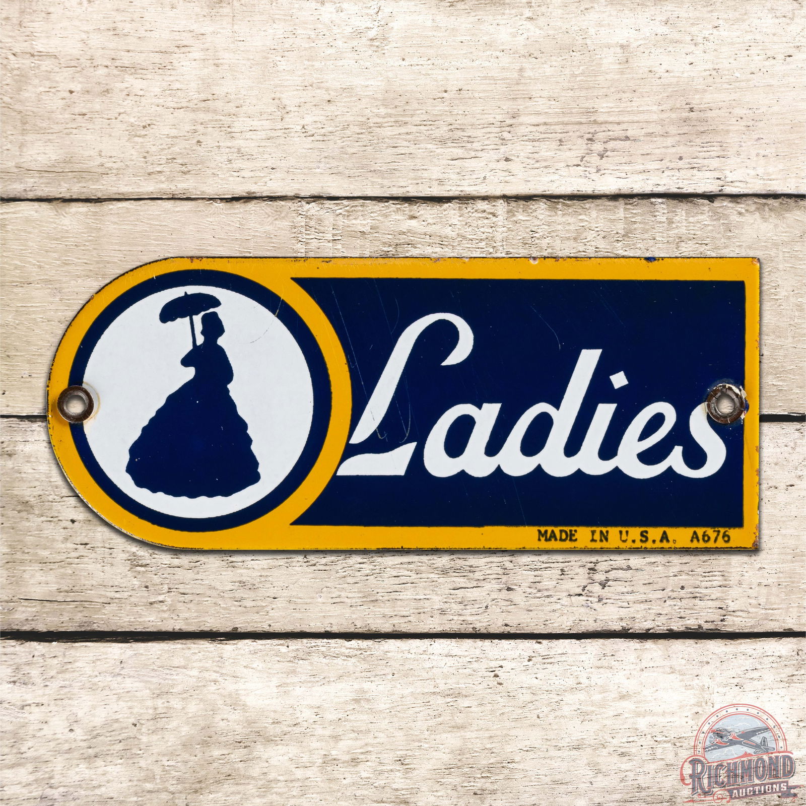 Sunoco Service Station Ladies Single Sided Porcelain Rest Room Sign (1 of 3)
