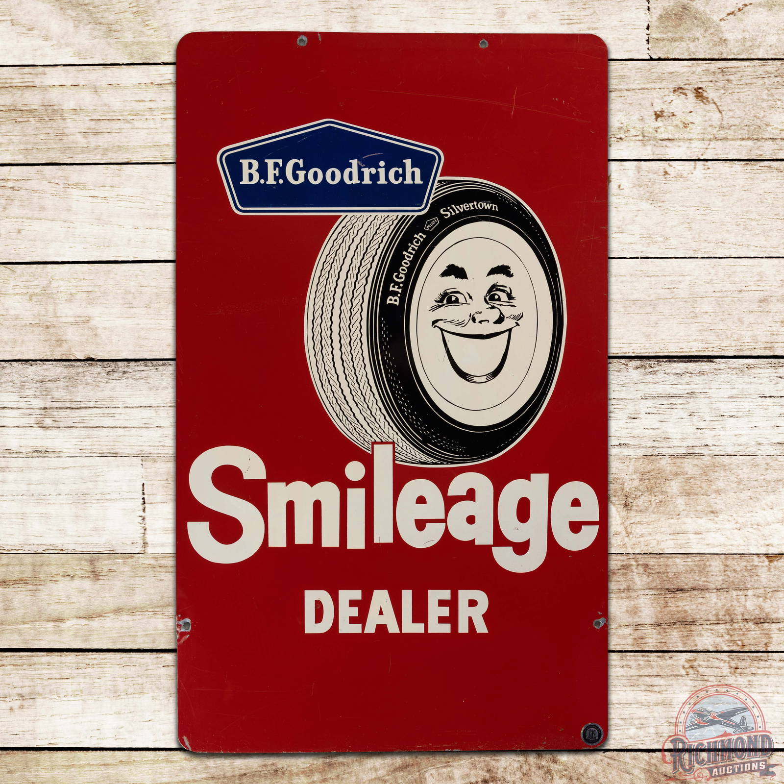 Bf Goodrich Smileage Dealer Single Sided Tin Sign W/ Logo Mar 20