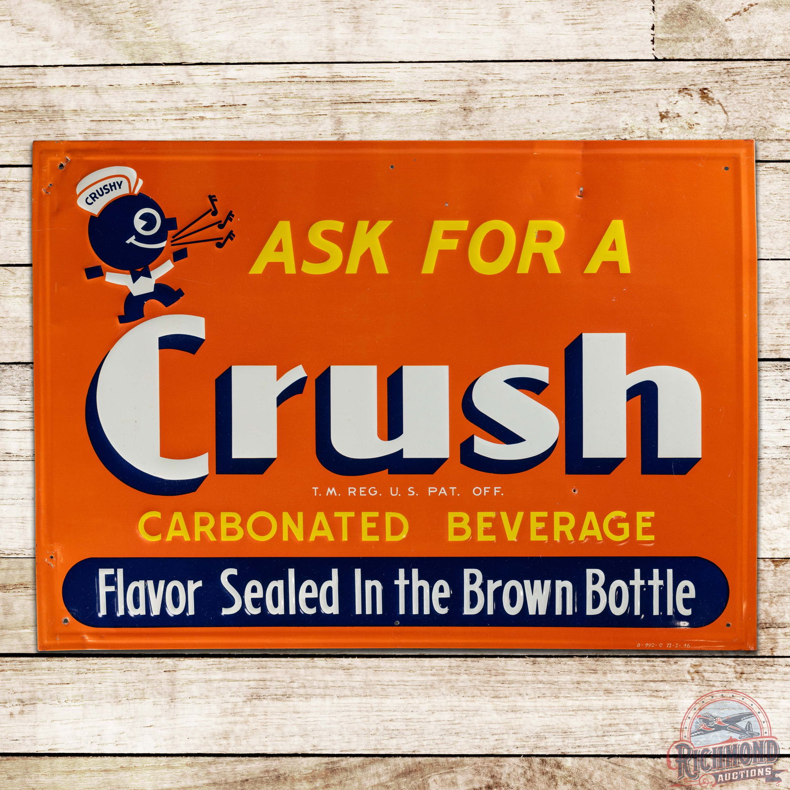 Ask for Orange Crush Emb. Single Sided Tin Sign w/ Crushy (1 of 3)