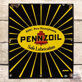 Pennzoil Safe Lubrication Single Sided Porcelain Sign w/ Logo