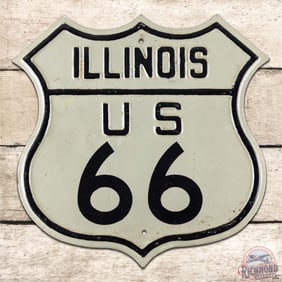 Historic Illinois Route 66 Emb. Single Sided Tin Route Shield Road Sign