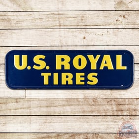 NOS 1953 U.S. Royal Tires 5' Horizontal Emb. Single Sided Tin Sign
