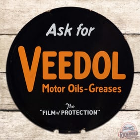 Ask for Veedol Motor Oils Greases 24" Double Sided Porcelain Sign