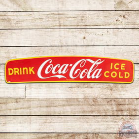Exceptional Drink Coca-Cola Ice Cold Curved Single Sided Porcelain Truck Sign