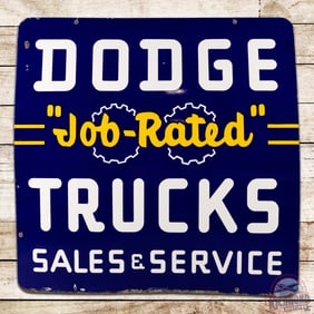 Dodge "Job Rated" Trucks Sales & Service 42" Double Sided Porcelain Sign