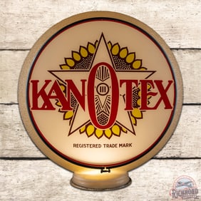 Kanotex Gasoline 13.5" Gilco White Ripple Gas Pump Globe Complete