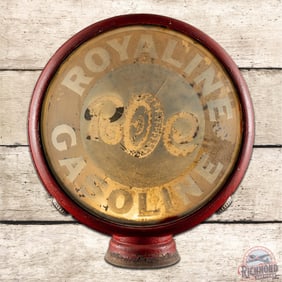 Scarce Royaline Gasoline ROC 15" Orig. HP Metal Body Gas Pump Globe w/ Bulbs