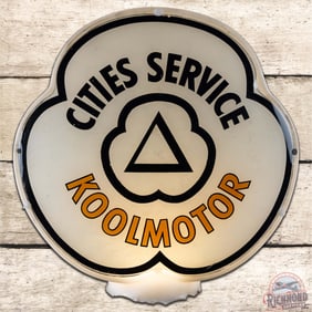 Cities Service Koolmotor Gasoline Complete Clover Shaped Milk Glass Gas Pump Globe