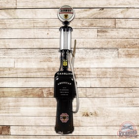 American Five Gallon Visible Gas Pump Restored Airway Ethyl Gasoline