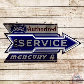 Amazing Ford Authorized Service Mercury 8 Die Cut 4' Single Sided Porcelain Neon Sign