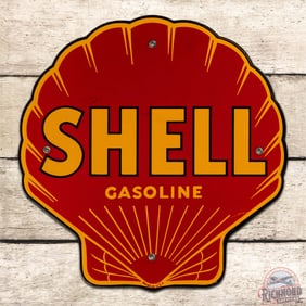 Superb Shell Gasoline Single Sided Porcelain Pump Plate Sign