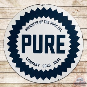 Pure Gasoline "Sold Here" 42" Double Sided Porcelain Sign