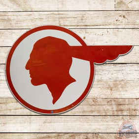 Pontiac Automobiles Die Cut Double Sided Porcelain Sign "Full Feather"